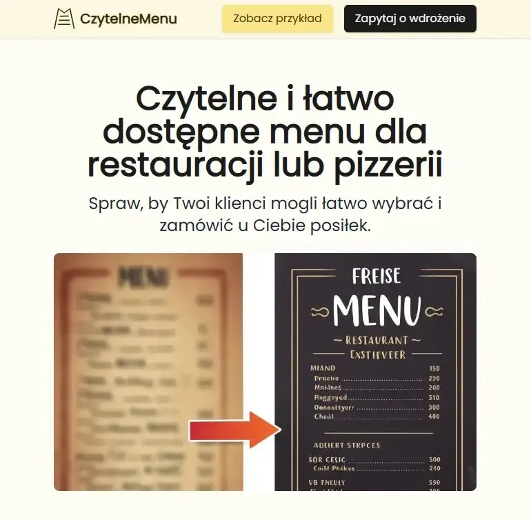 Fragment strony www.czytelnemenu.pl