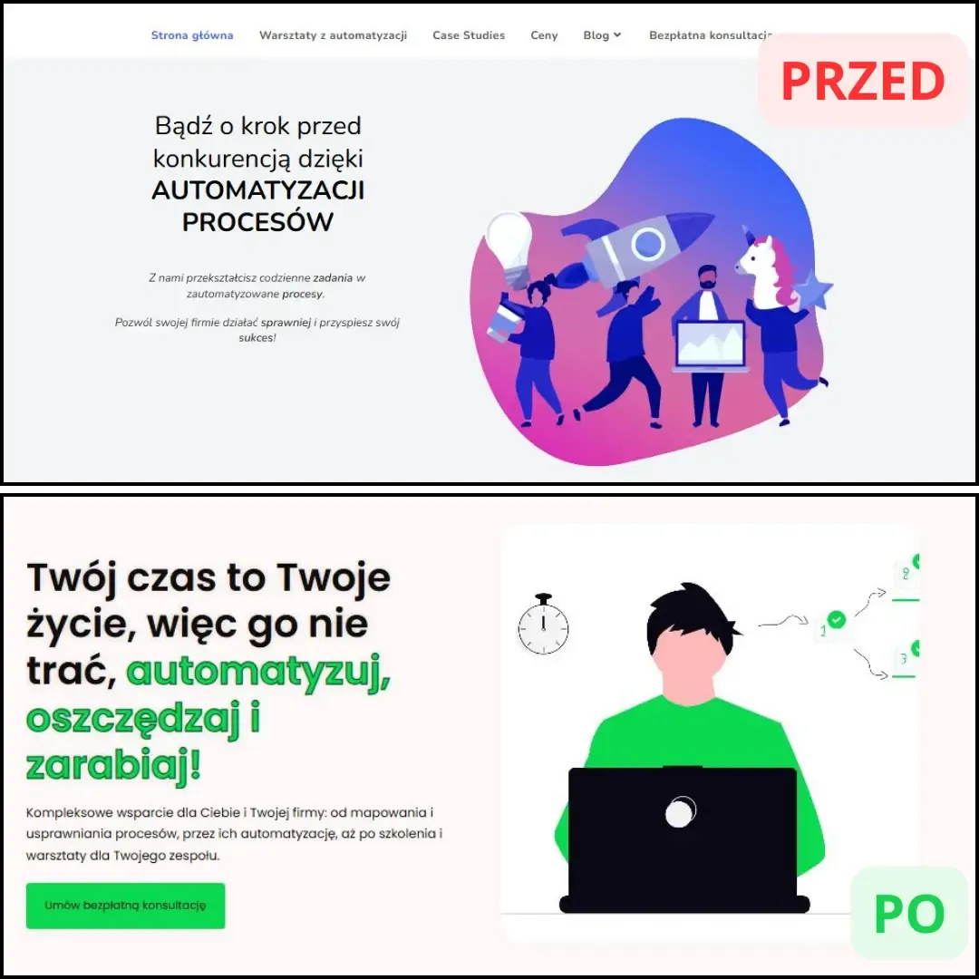 Porównanie strony devesol.pl - przed i po modernizacji