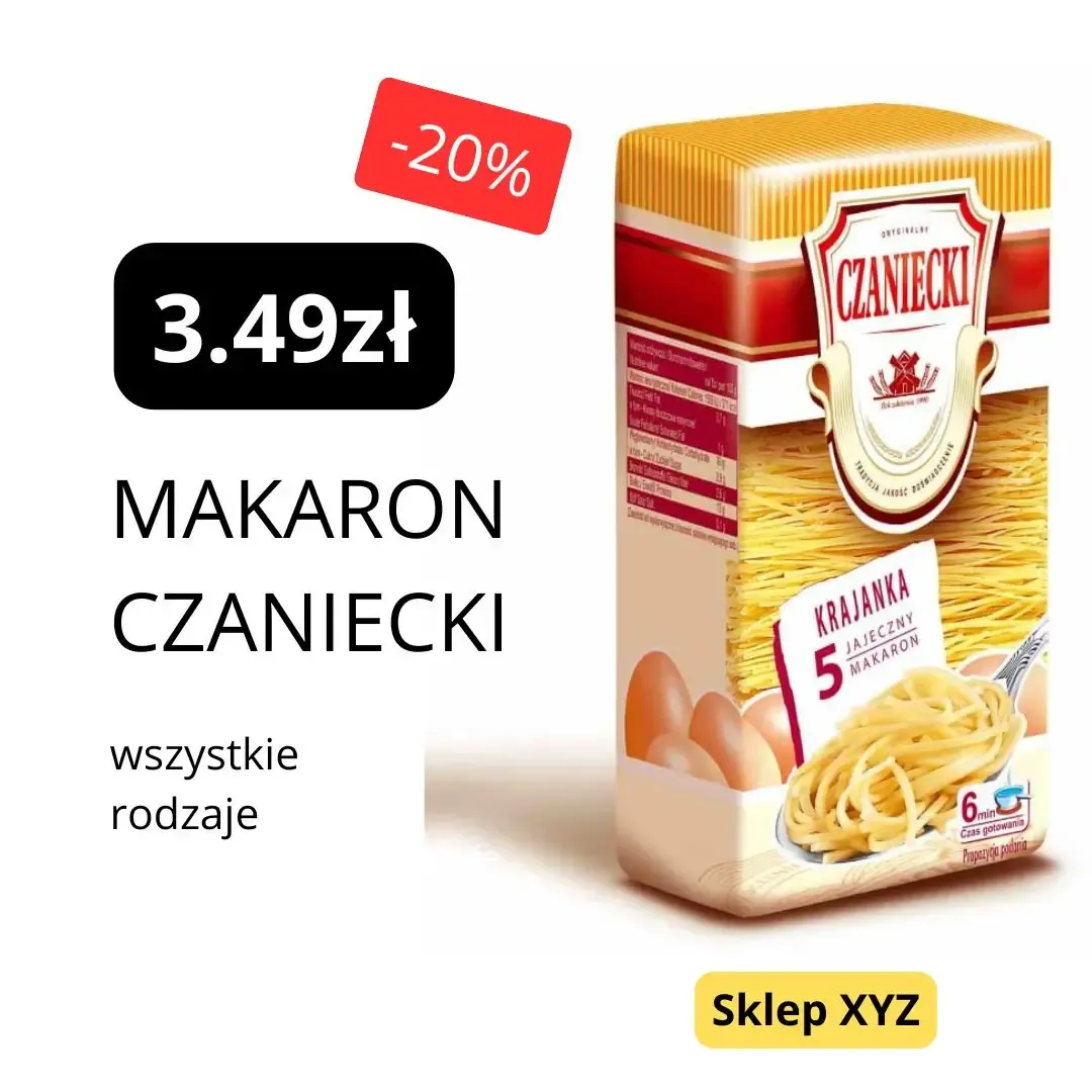 Przykład automatycznie utworzonej grafiki promocyjnej dla sklepu spożywczego