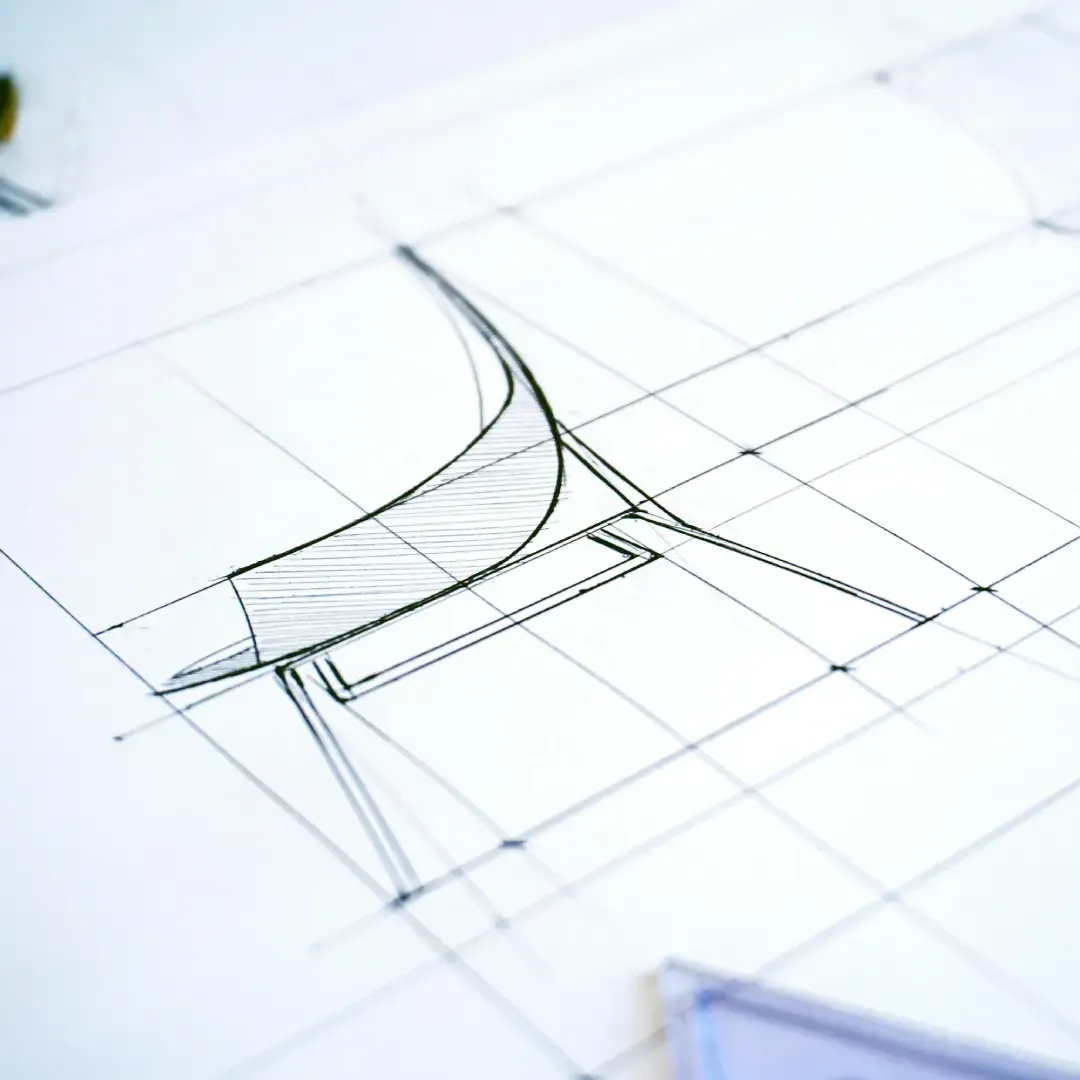 Projekt kreślarski krzesła umieszczony na stronie internetowej.